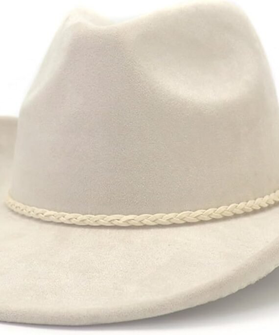 Western Cowboy Hat for Women Men Classic Fedora Hats Wide Brim Suede Cowboy Hat for Women with Buckle Belt