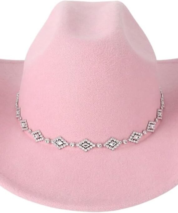 Women's Western Cowboy Hat Rhinestone Wide Brim 2026 Cowgirl Hat