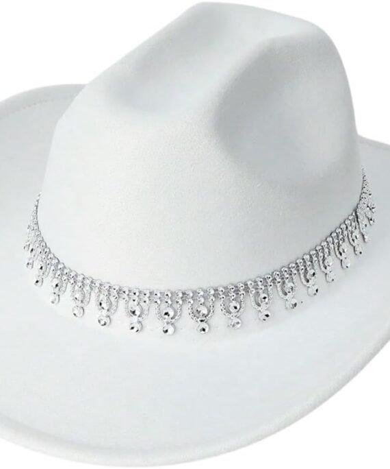 Women's Western Boho Cowboy Hat Rhinestone Sequin Wide Brim Cowgirl Hat