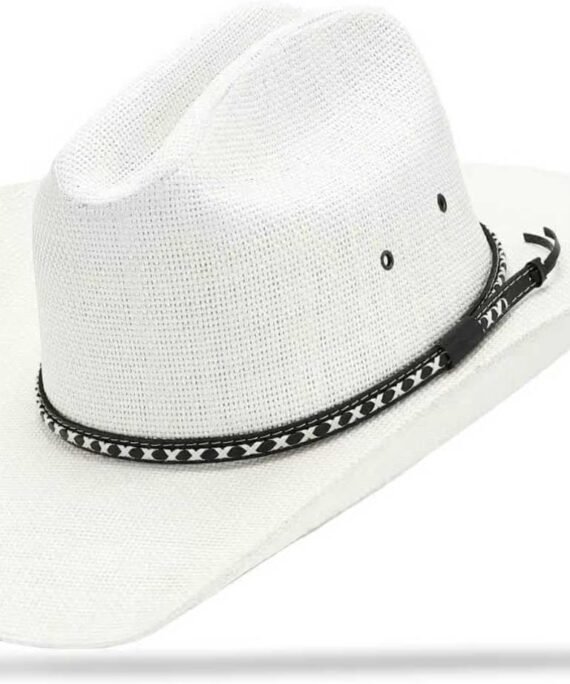 Cowboy Hat for Men and Women with Cattleman Crease, 4.1 inches Shapeable Wide Brim Straw Western Cowgirl Hat