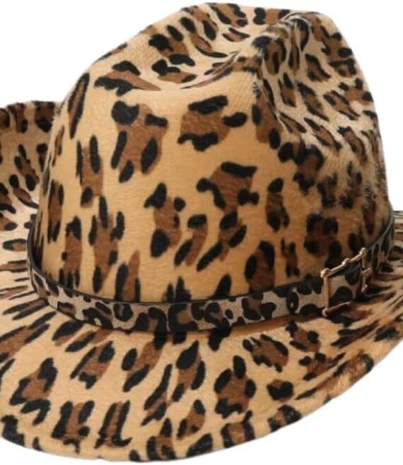 Women's Cowboy Hat Cow Print Western Trendy Metal Bull Hatband Party Cowgirl Hats Vacation