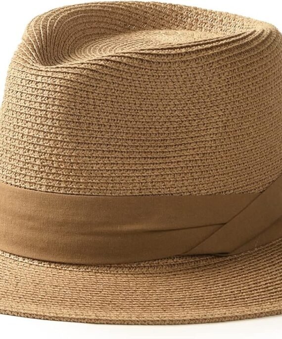 Panama Hat Sun Hats for Women Men Wide Brim Fedora Straw Beach Hat UV UPF 80+