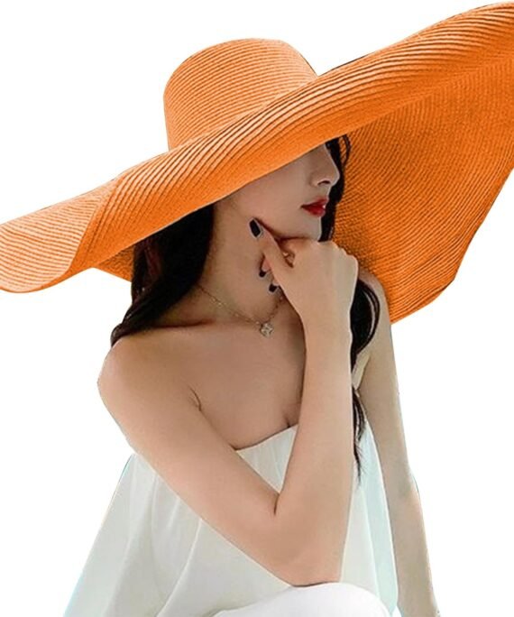 Oversized Beach Straw Hats for Women Extra Large Wide Brim Beach Hat Foldable Roll up Floppy Sun Hat Summer UV Protection