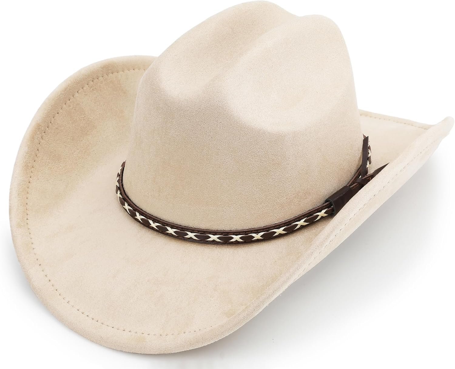Western Cowboy Hat for Women and Men, Unisex Big Wide Brim Felt Hats for Cowboys and Cowgirls