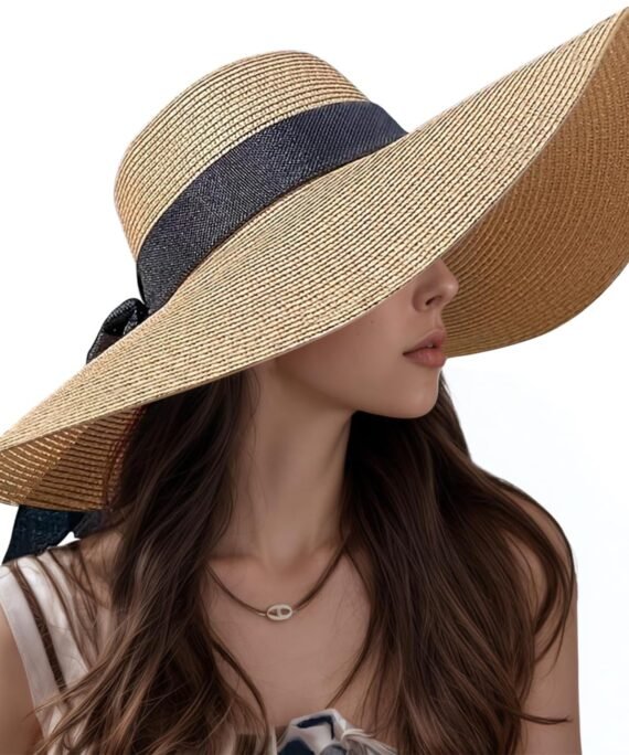 Beach Hats for Women, Wide Brim Sun Straw Hat for Women, Sun Hat UPF 50+ UV Protection