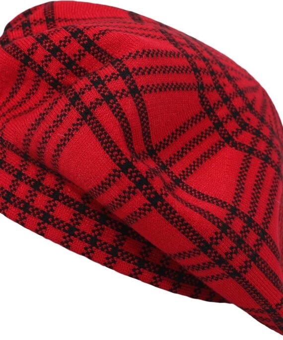 Womens  Beret Hat Reversible Knitted Thickened Warm Cap for Ladies Girls